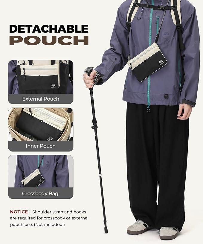 Hiking Backpack for Women Men Lightweight Camping Backpack with Rain Cover 30L Waterproof Hiking Daypack Bag with Hiking Pole Carrying System for Travel Trekking Mountaineering Large Capacity (Black)