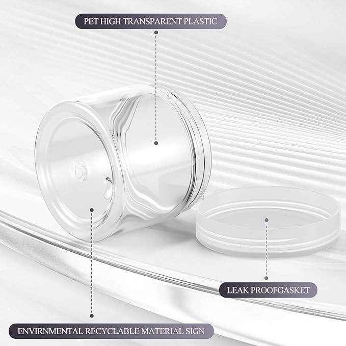 SATINIOR 36 Pieces 4 oz Plastic Jars with Lids Wide Mouth Airtight Reusable Container Acrylic Cosmetic Small Jars for Lotions Ointments Travel Toiletries Creams Make up Storage(Clear)