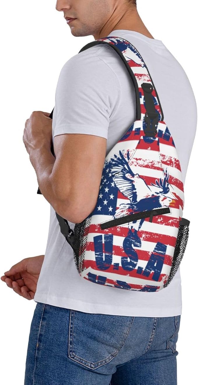 American Flag Sling Bag Multipurpose Crossbody Sling Backpack Travel Cycling Hiking Shoulder Bag For Women Men