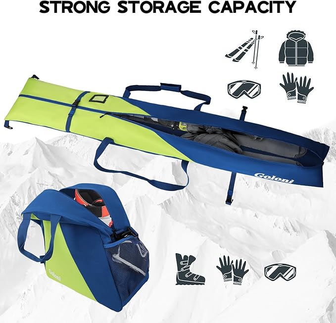 Goloni Ski Bag and Boot Bag Combo,Ski Bags for Air Travel,Snowboard Bag Fits for Skis Up to 180 CM and Boots Up To Size US13