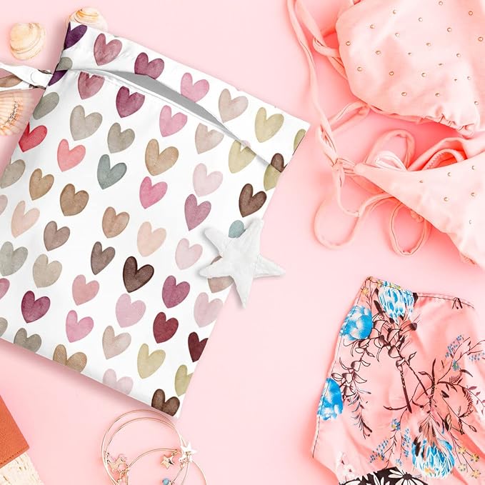 Wet Dry Bag for Swimsuit, Travel, Beach, Pool, Diapers, Dirty Yoga Gym Clothes, Toiletries, Makeup - Waterproof Weekender Bags for Women's Trip Gifts Favors, 2 Pcs