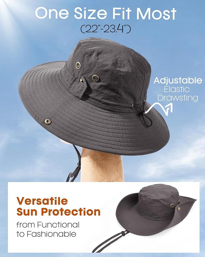 FURTALK Sun Hats for Men Fishing Hat UPF 80+ Foldable Wide Brim Outdoor Hiking Beach Summer Hats