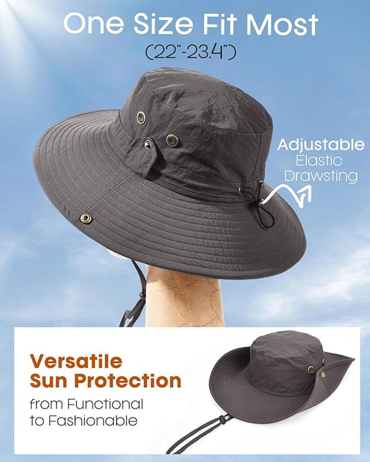 FURTALK Sun Hats for Men Fishing Hat UPF 80+ Foldable Wide Brim Outdoor Hiking Beach Summer Hats