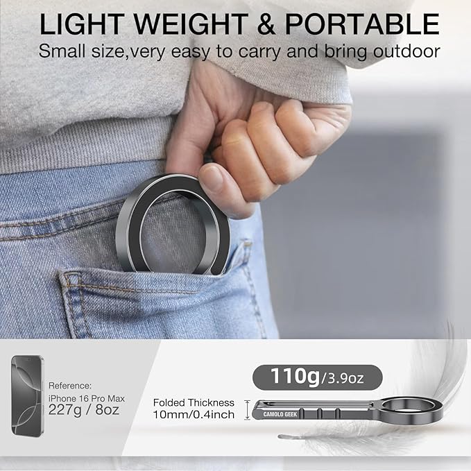 Magnetic Phone Tripod Stand Compatible with iPhone 16 15 14 13 12 Magsafe - Aluminium Smartphone Mini Tripod Pocket Cell Phone Stand Dual-Sided Magnet Quick Mount