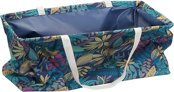Household Essentials Large Canvas Utility Tote Bag with Handles | Collapsible Storage Basket for Laundry, Groceries, College, Beach, Car & More | Water-Resistant Lining | 11"x22"x13"