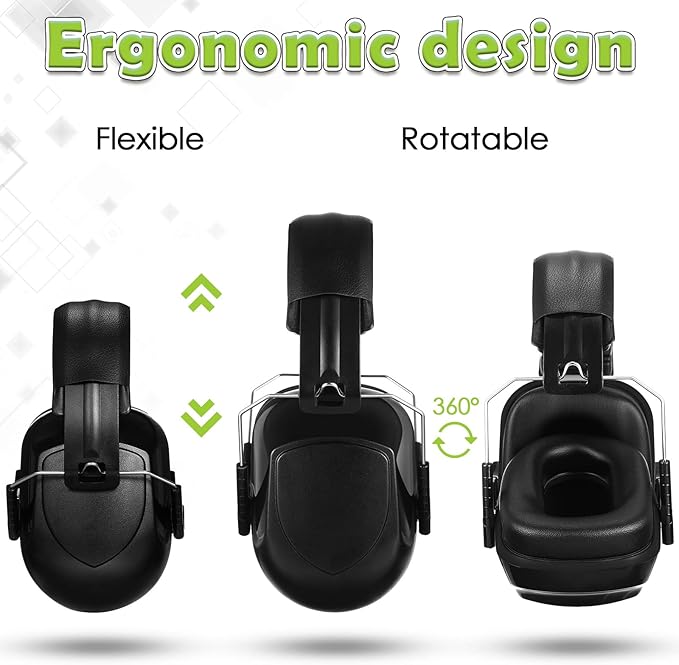 4 Pack NRR 28dB Safety Ear Muffs, Foldable Noise Reduction Safety Ear Protection Adult Noise Cancelling Earmuffs for Shooting