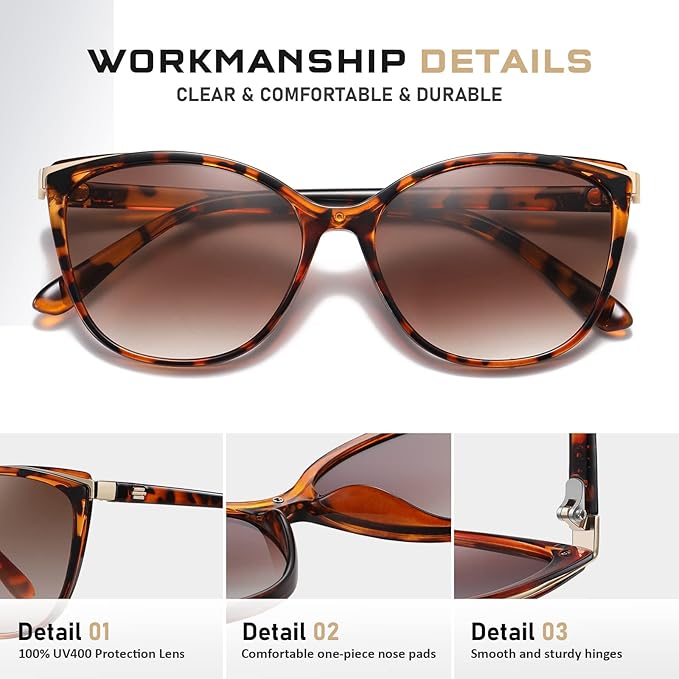 Trendy Cat Eye Sunglasses for Women Fashion Cateye UV400 Protection Glasses CL22017
