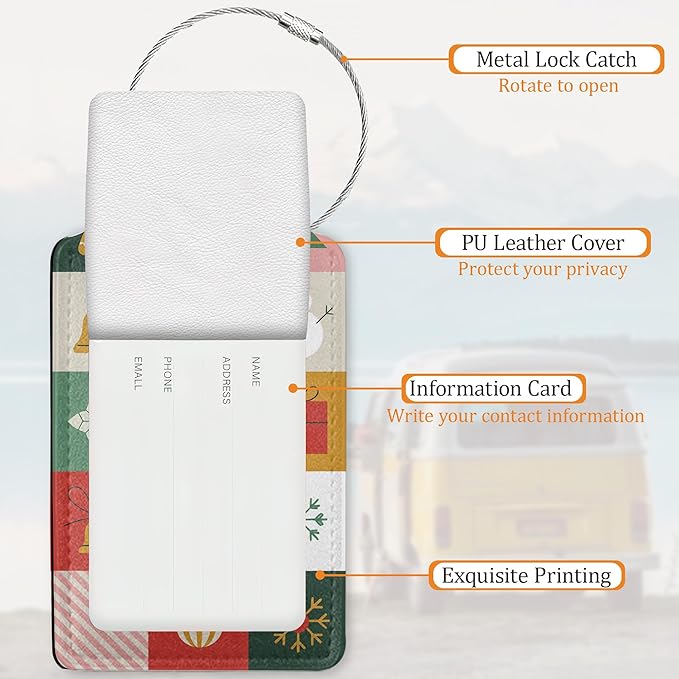 Snowman Snowflake Luggage Tags for Suitcase 3 Pack, Privacy Cover ID Label with Stainless Steel Loop and Address Card for Travel Bag Suitcase