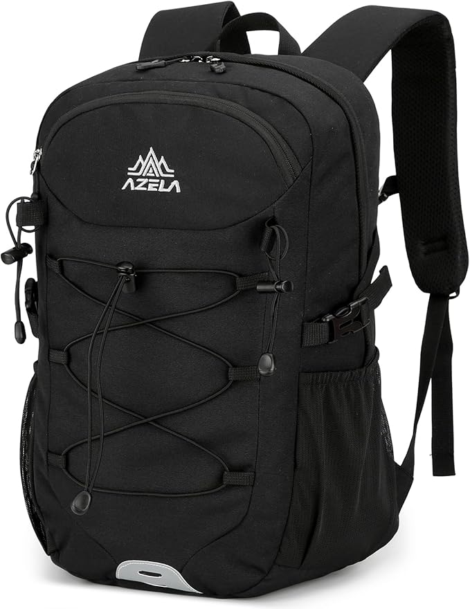 20L Small Waterproof Hiking Backpack with Chest Strap for Men, Lightweight Outdoor Daypack, Black