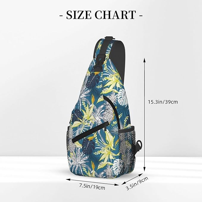 Hawaii Tropical Palm Sling Backpack Crossbody Bag Casual Chest Bags Travel Hiking Daypack Shoulder Bag for Women Men