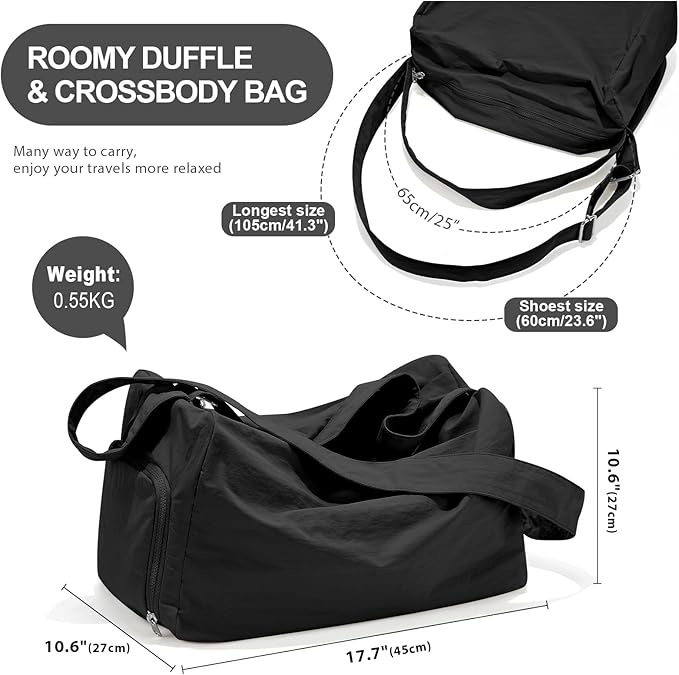 Large Gym Bag with Shoe Compartment, Workout Sport Duffle Bag for Women Travel, Waterproof Shoulder Overnight Bags Lightweight Carry on Tote Bags for Swim, Yoga, Dance