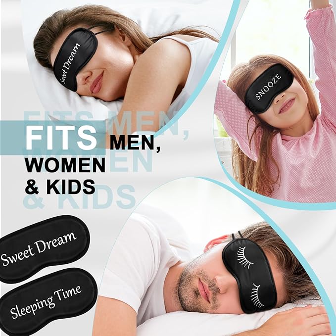 Eurzom 20 Pieces Funny Eye Sleeping Mask Bulk with Adjustable Strap Blackout Eye Sleep Mask for Night Blindfold Cover for Women Men(Black)