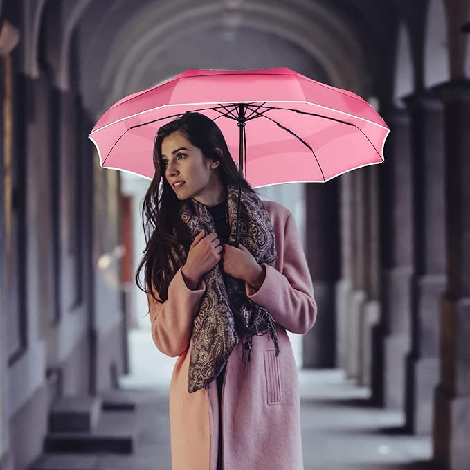MRTLLOA 42/49 Inch Compact Windproof Travel Umbrella for Rain, Lightweight, Portable, Automatic, Strong, Waterproof Folding Umbrellas for Women, Men and Teenagers