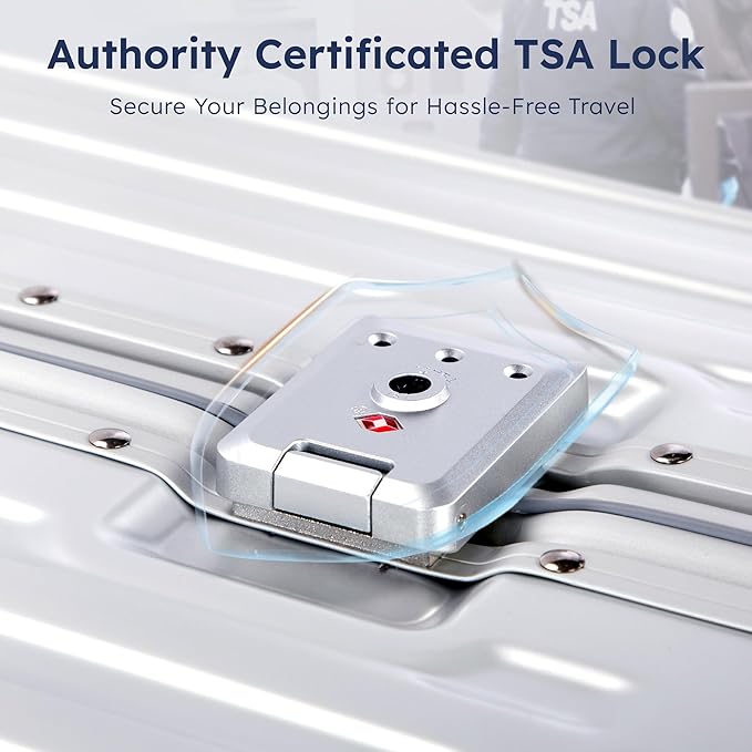 ALPHA CAMP Carry-On 20 Inch Luggage, Dual Layer Aluminum Frame with TSA 22x14x9 Airline-Approved Spinner Wheel, PC Hardside Zipperless sLightweight Suitcase, Type-C USB Charging Port, Cup Holder