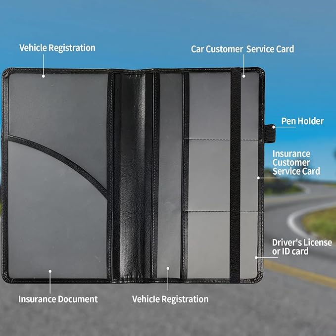 Car Registration and Insurance Holder, Leather Car Glove Box Organizer, Cool Car Accessories for ID, Driver's License Cards & Essential Document,business cards,Men&Women,African Butterflies Girl