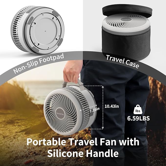 Socool 40000mAh Battery Operated Foldable Fan,Rechargeable Standing Fan, Remote Control & Colorful Light, Oscillating Telescopic, Timer & Digital Display, Foldaway Fans for Camping Travel Outdoor