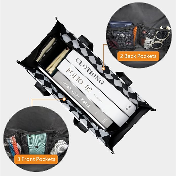 TOPDesign Utility Water Resistant Tote Bag with 13 Pockets, Top Zipper Closure & Thick Bottom Support, for Working Women