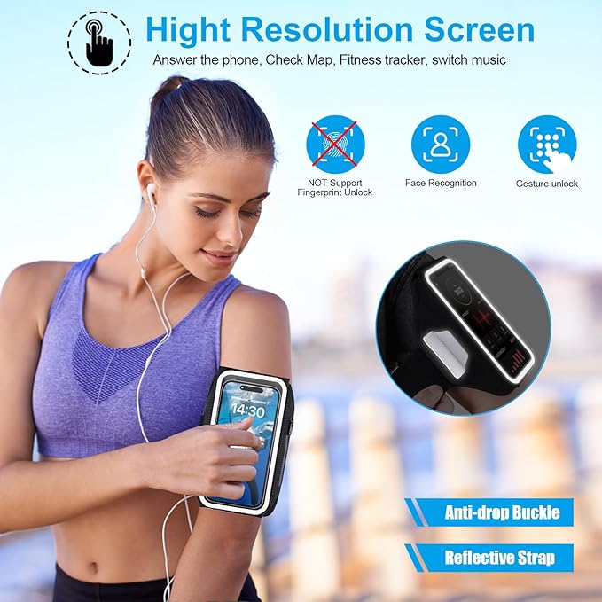 Running Phone Armband with Earphone Holder - 3D Design Cell Phones Armband for iPhone 17/16/15/13 Pro/Plus & S24/S20, Water Resistant Sports Holder with Key Slot - Ideal for 6.9" Phones