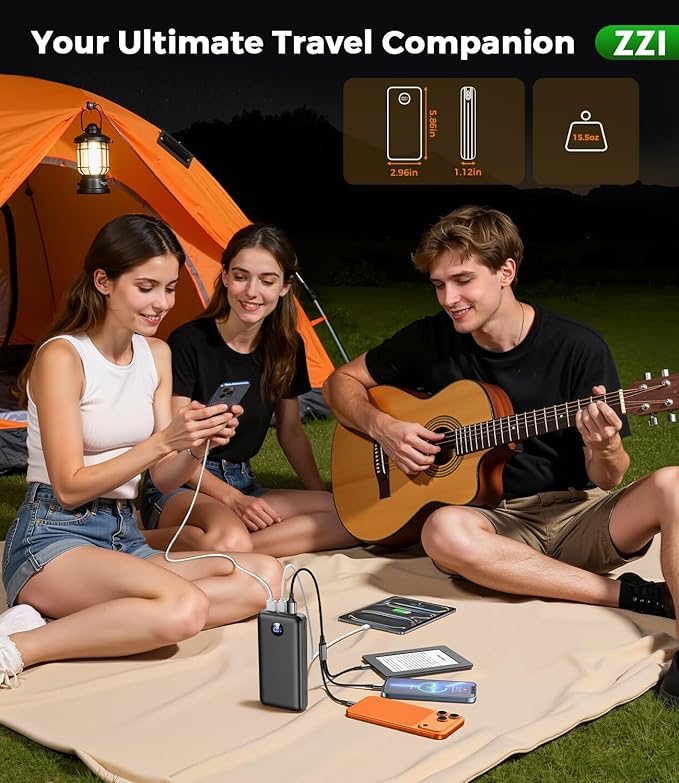 Portable Charger Power Bank, 60000mAh Battery Pack with 3 in 1 USB-C/iOS/Micro-USB Cable, 22.5W Fast Charging Portable Phone Charger, Travel Camping Essential Powerbank for iPhone 17/16 Samsung,Blue