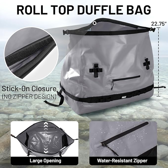 MIER Large Waterproof Duffel Bag Rolltop Dry Backpack Duffle Bags for Kayaking, Rafting, Boating, Swimming, Camping, Travel, Gym, Beach, 60L/80L