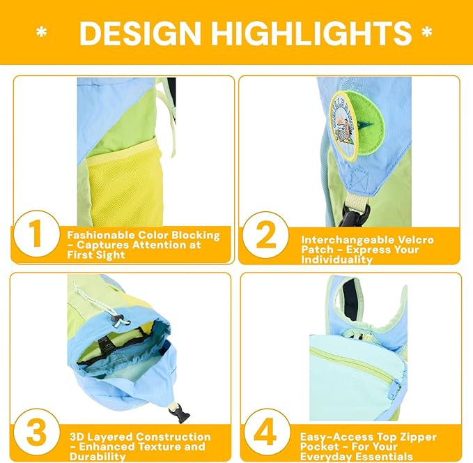 Packable Backpack, Lightweight Hiking Daypack for Men & Women, 18L Foldable Water-Resistant Small Backpack with Color Block Design for Outdoor Trekking Camping Travel