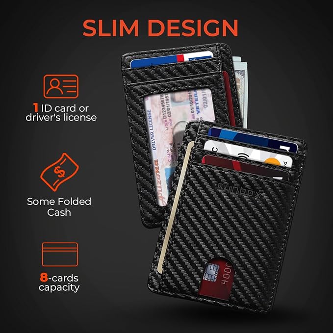RUNBOX Slim ID Cases Minimalist Front Pocket RFID Blocking Leather Wallets for Men and Women Card Holder Wallets Gifts for men