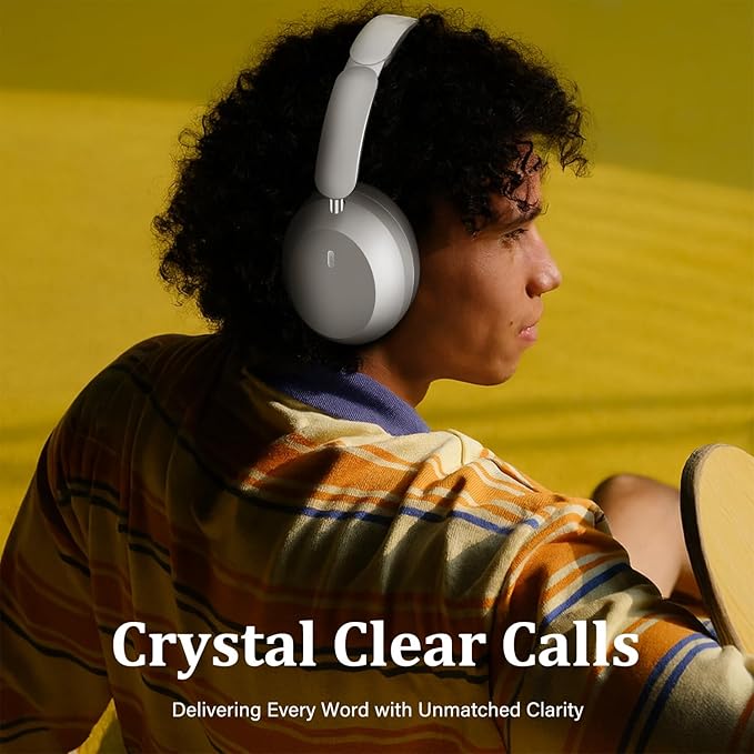 Wentronic Y04 Bluetooth Headphones Active Noise Cancelling Wireless Over Ear Headsets 48 Hours Playtime High Sound Quality Foldable Earphones with Soft Ear Cushion for Travel - Silver