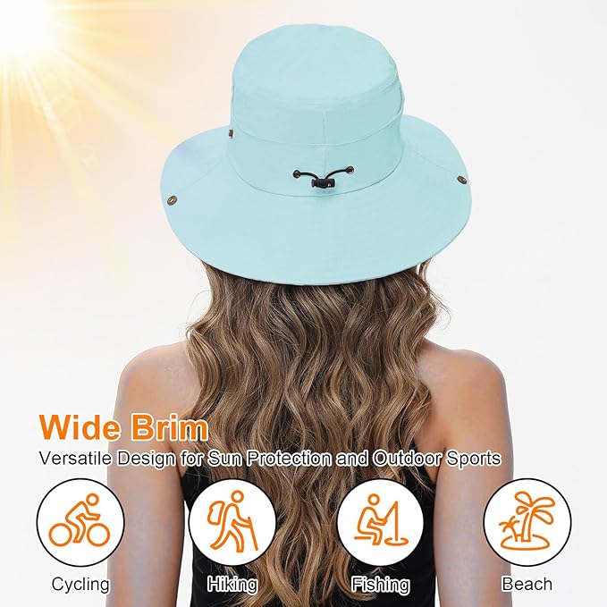 Sun Hats for Women Bucket Hat UV Protection Fishing Hat Wide Brim Safari Hats 2 in 1 Zip-Off Sun Visor Hats UPF 50+