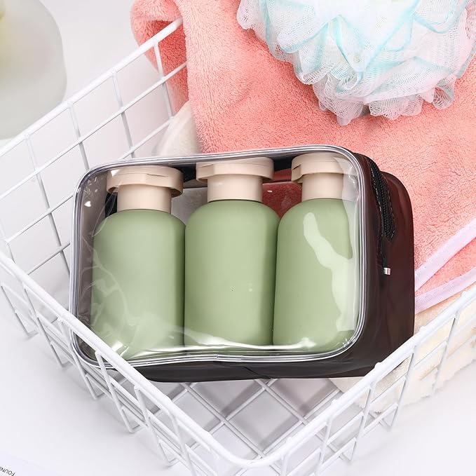 ASEVAT 3.4 oz Travel Bottles for Toiletries, Leak Proof Squeeze Bottles Refillable, Plastic Bottles with Caps for Shampoo, Lotion, Cream, Conditioner and Liquids (3 Pcs)