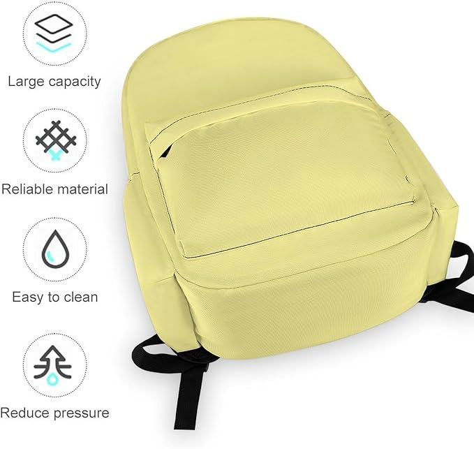 Pale Luxury Yellow Backpack Adult Travel Daybag for Women Men College Backpack for Vacation Hiking Camping Bag