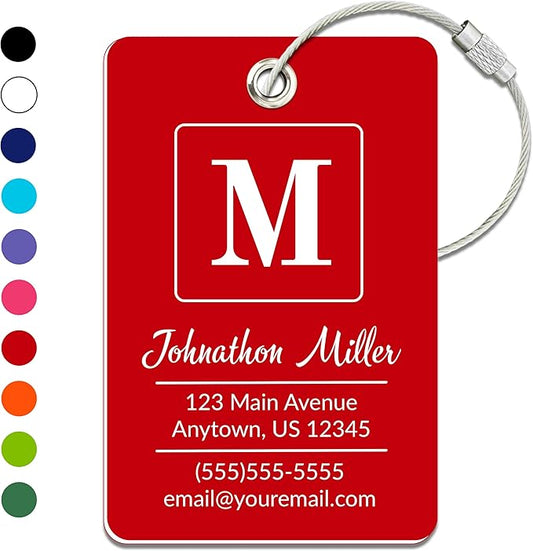 Personalized Luggage Tag | Custom Luggage Tags for Suitcases | Kids Backpack Tag | 10 Color Options & Choose Font, Font Color