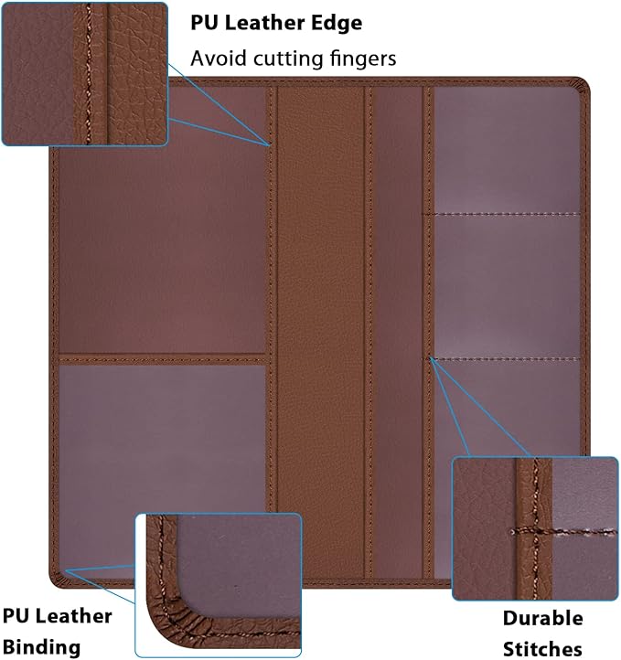 Car Insurance and Registration Holder, 9.5 x 5 Inch PU Leather Vehicle Glove Box Organizer Wallet Case for Insurance Card, Driver License, Paperwork - Brown