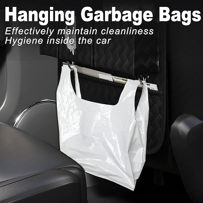 Car Seat Organizers,Multi-functional Back Seat Protectors, Storage Pouches, and Tray Holders (for Cars, Kids, Seat Back and Rear Seats) (Woven Black, 2 Pcs)