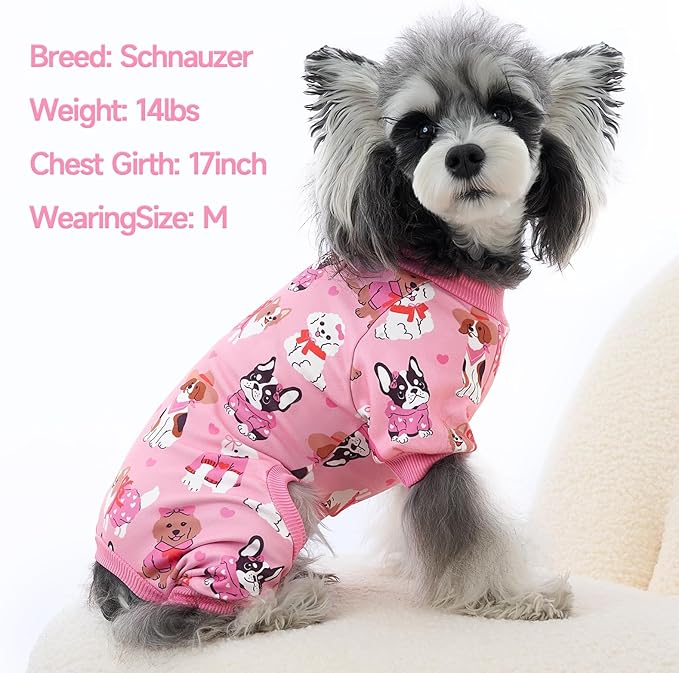 XPUDAC 4 Pack Dog Pajamas Cute Soft Dog Clothes for Small Medium Dogs Boy Girl Stretchy Pjs Jammies Outfit Puppy Onesies, Large