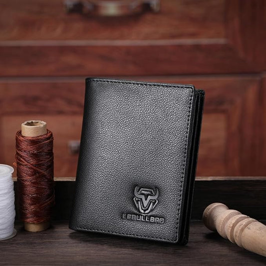 LEBULLBRO Genuine Leather Bifold Wallet RFID Blocking Wallet Large Capacity Purse Credit Card Holder for Men with 15 Card Slots (Black)