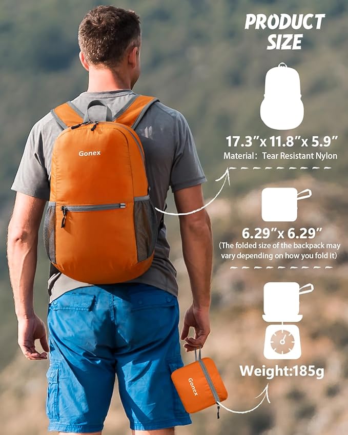 Gonex Ultra Lightweight Packable Backpack 20L Daypack Handy Foldable Camping Outdoor Travel Cycling Backpacking