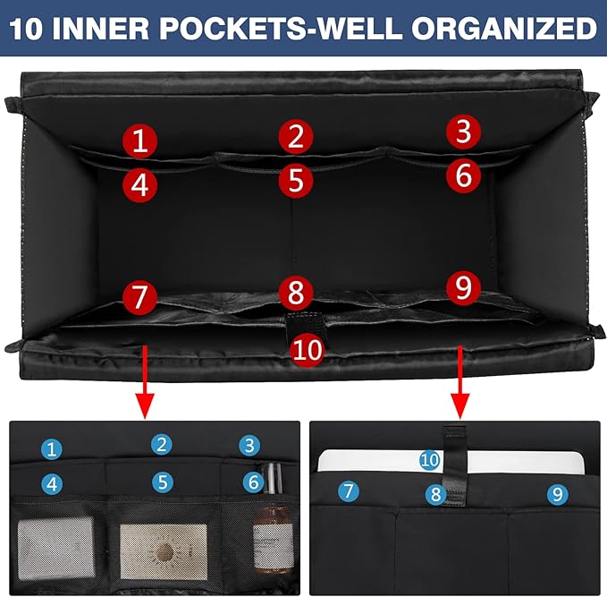 IBFUN Utility Tote Bag with 14/24 Pockets Zip Top Teacher Tote Bag for Teacher/Work Women