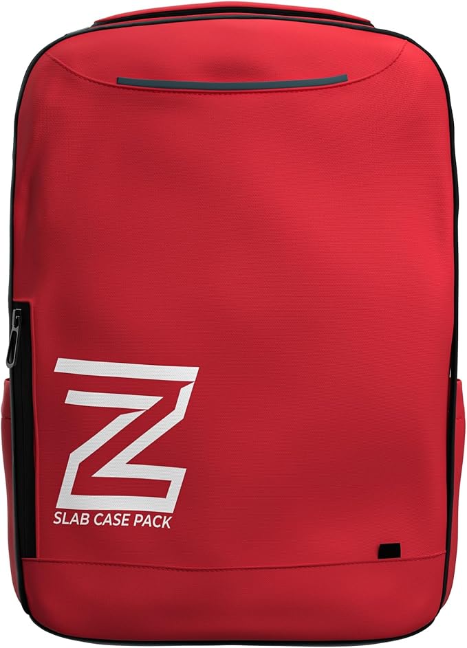 Zion Cases Slab Case Backpack with Slab Case 2GO Graded Card Case; Fits PSA, BGS, HGA, SGC, and CSG Graded Card Slabs; Ideal Travel Storage Solution; (Red)