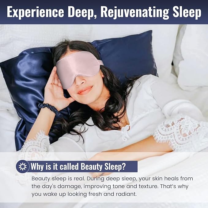 Pure SOL. Silk Sleep Mask - 100% Mulberry Silk Eye Mask - Eye Mask for Sleeping & Blindfold for Power nap During Travel (Mauve)