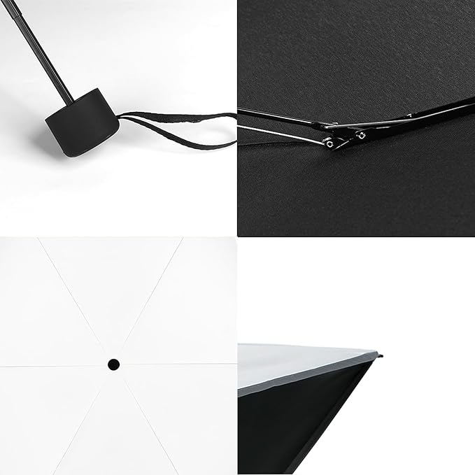 GAOYAING Mini Compact Travel Umbrella with Reflective Safety Stripes, Portable Folding Design with Case