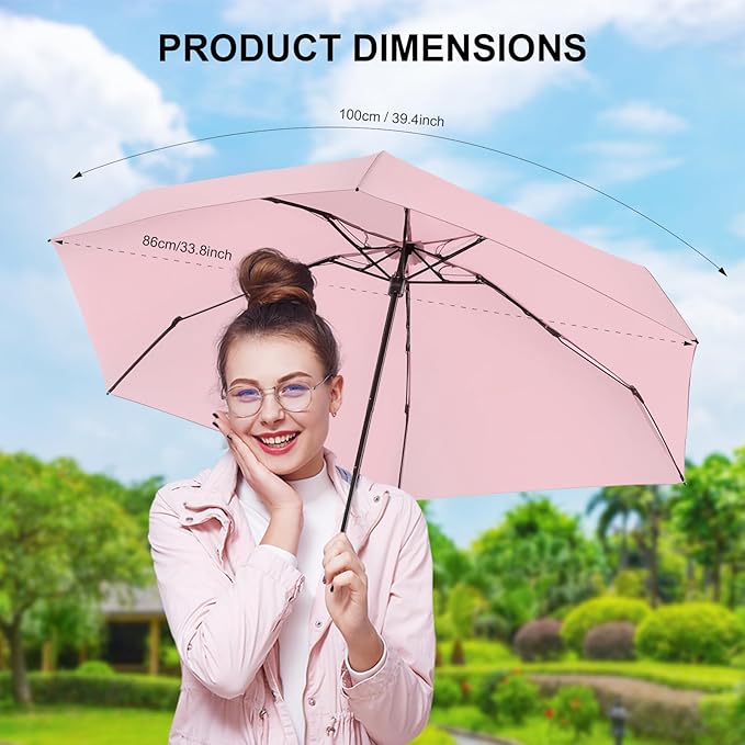 LEAGERA Compact Travel Umbrella with Case - Mini Umbrella for Purse, Small Lightweight &Tiny Design Perfect for Parasol Outdoor Sun&Rain Umbrellas