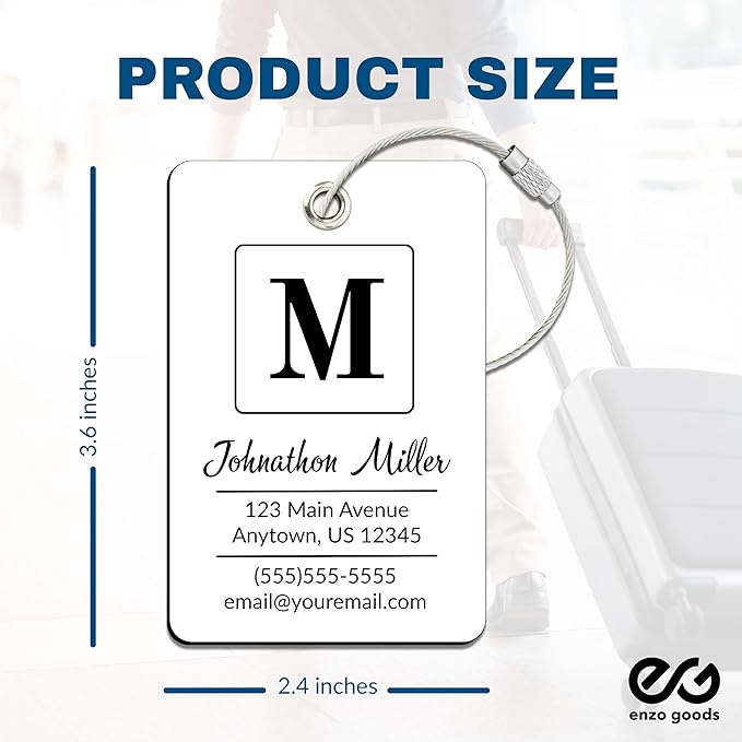 Personalized Luggage Tag | 6 Pack | Custom Luggage Tags for Suitcases | Kids Backpack Tag | 10 Color Options & Choose Font, Font Color