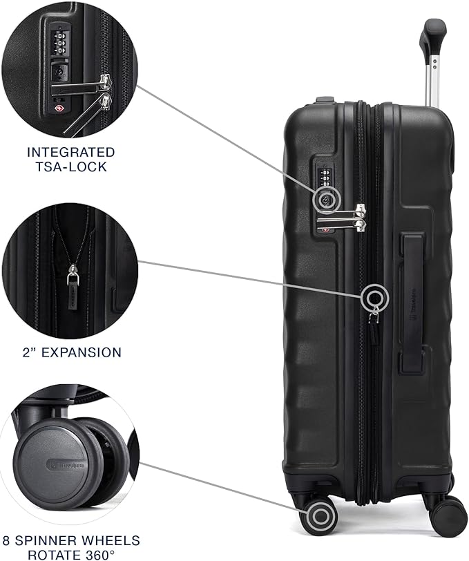 Travelpro Maxlite Air V2 Hardside Expandable Carry on Luggage, 8 Spinner Wheels, Lightweight Hard Shell Suitcase, TSA lock, Black, Carry On 21-Inch