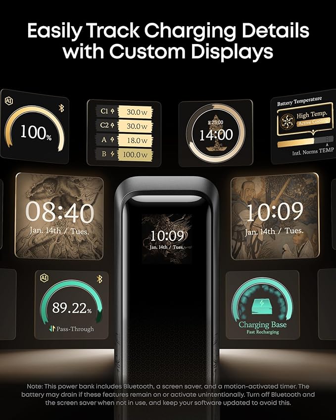 Anker Prime Power Bank Black Myth: Wukong Edition, 20,100mAh 3-Port Portable Charger with 220W, Two-Way Power, TSA-Approved, App Control, for MacBook, iPhone 17/16 Series, and More (Base Not Included)
