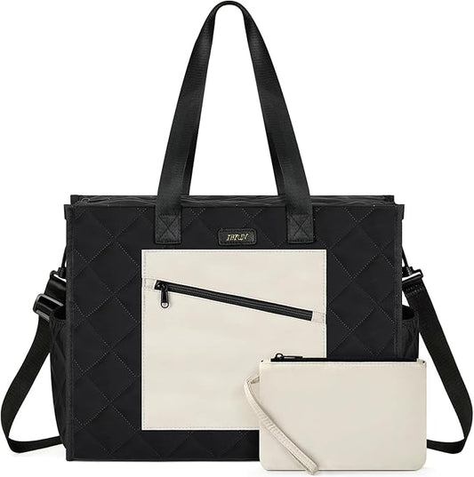 IBFUN Utility Tote Bag with 14/24 Pockets Zip Top Teacher Tote Bag for Teacher/Work Women