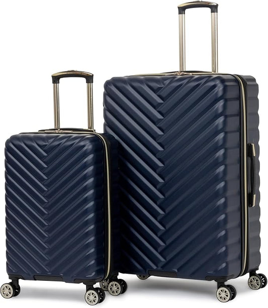 Kenneth Cole REACTION Madison Square Lightweight Hardside Chevron Expandable Spinner Luggage, Navy, 2-Piece Set (20" & 28")