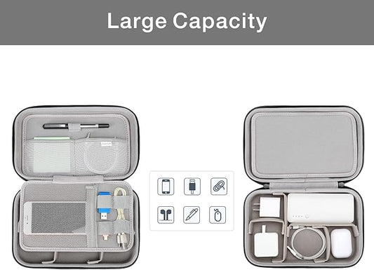 MOSISO Electronic Organizer Travel Case Compatible with MacBook Power Adapter, Compatible with Magic Mouse & Pencil, SD Card, USB Flash Disk with 4 Modular Insert & 2 Cable Tie & Snap Hook, Black