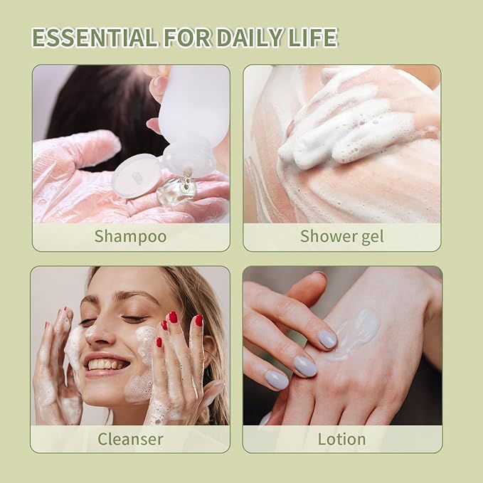 6.7oz Travel Shampoo Bottle, Empty Plastic Squeeze Bottles with Flip Cap, 4PCS Lotion Container for Toiletries (200ml,Clear)