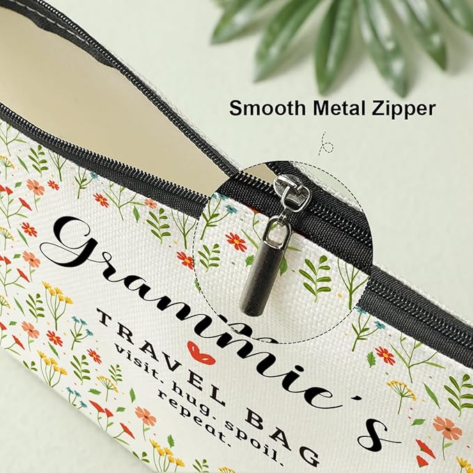 Grammie's Travel Bag Mothers Day Makeup Bag Grandma Gifts Grandma Birthday Gifts Funny Coloful Floral Cosmetic Bag for Women Nana Gigi Mimi Nanny Granny Mom Chirstmas Appreciation Retirement Gifts