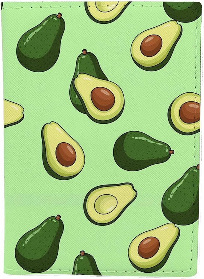 Avocado Passport Holder for Travel Vintage Fruits PU Leather Passport Cover Wallet Cute Passport Card Holder for Women and Men